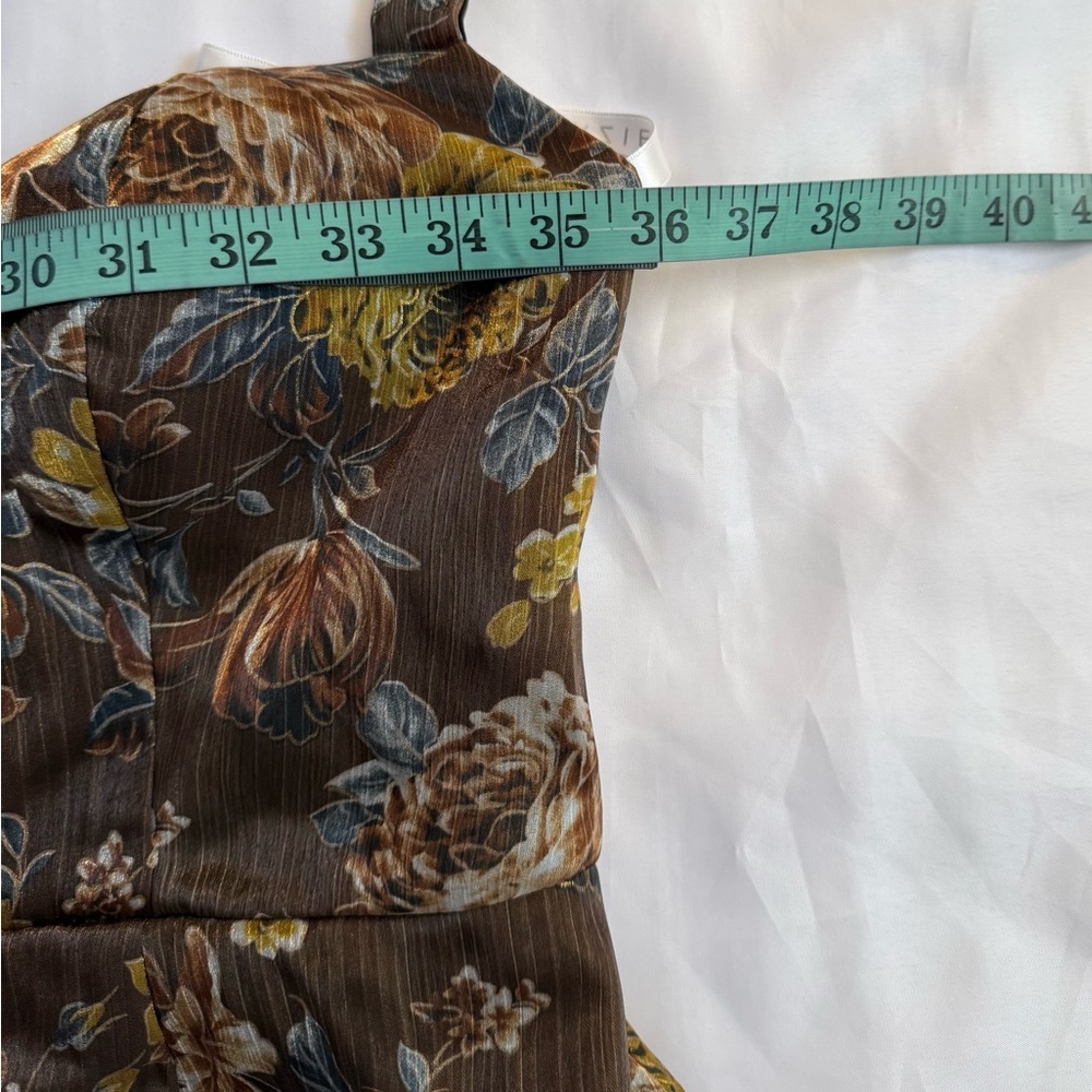 Brown Floral Halter Evening Dress - Picture 7 of 8